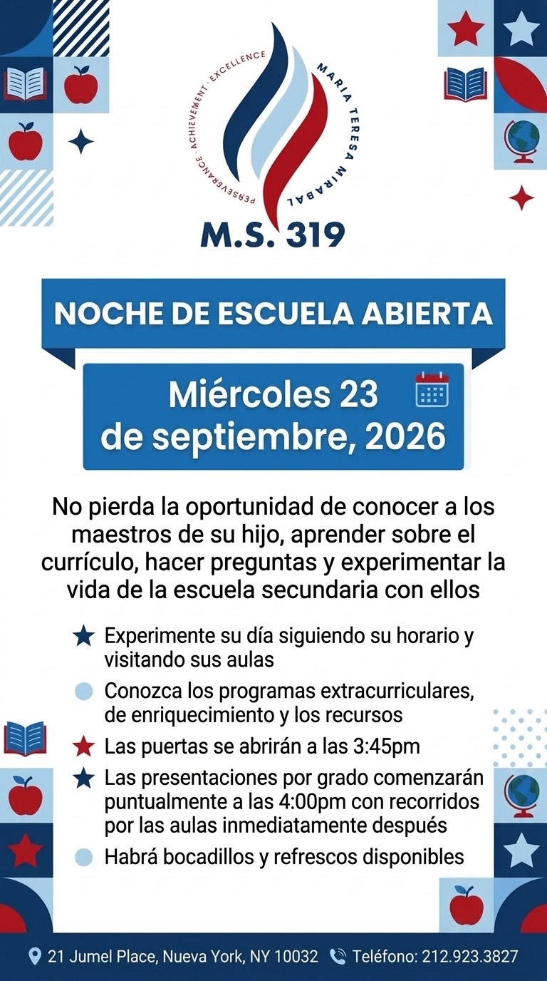 Folleto de la Noche de Escuela Abierta en español